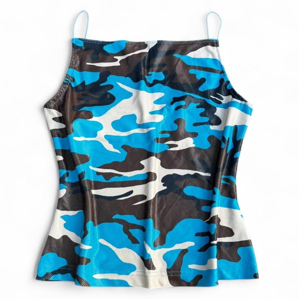 Y2K Blue Camo XOXO Tank Top Medium